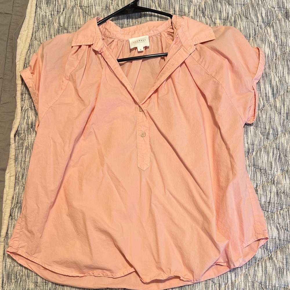 sundays Light Pink Short Sleeve Popover Blouse